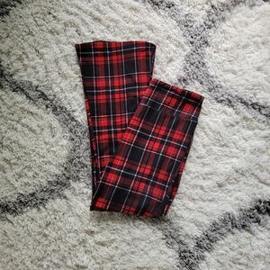 Red, Black, and White Plaid Stretchy Flare Pants | Size Small